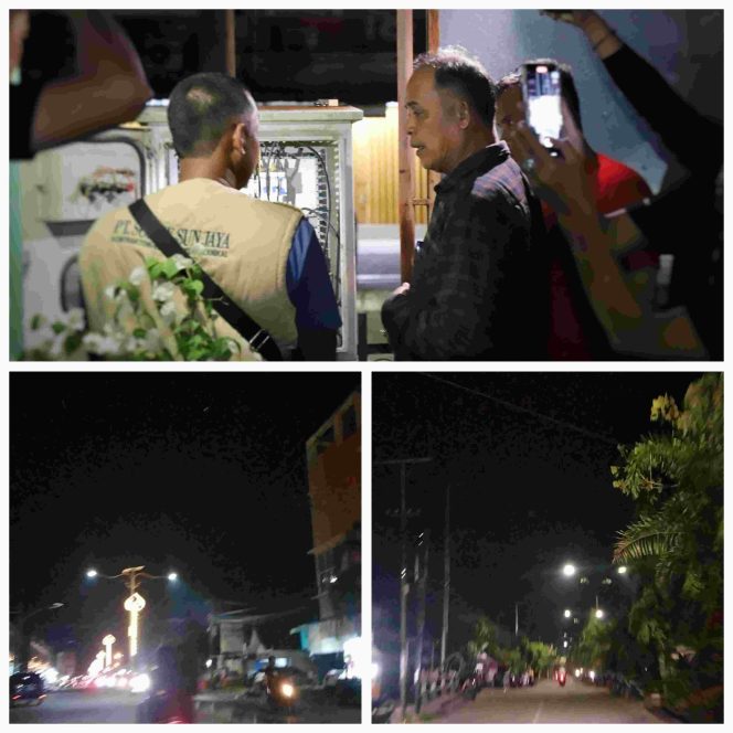 
 Respon Keluhan Masyarakat, Pj Bupati Inhil H.Herman Turun Langsung Cek Penerangan Jalan Umum